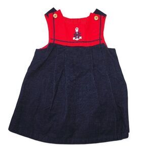 Little Bitty Vintage Nautical Anchor Sailor Dress Red / Navy Toddler 2T